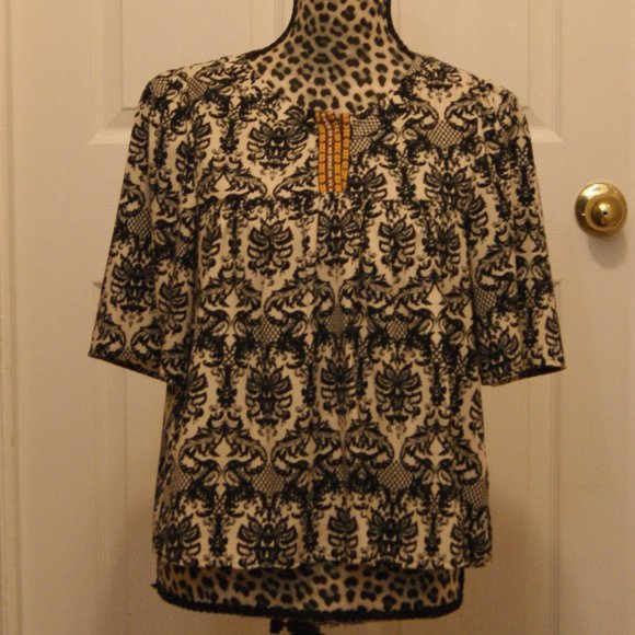 Painted threads paisley print boho blouse medium - Picture 8 of 10